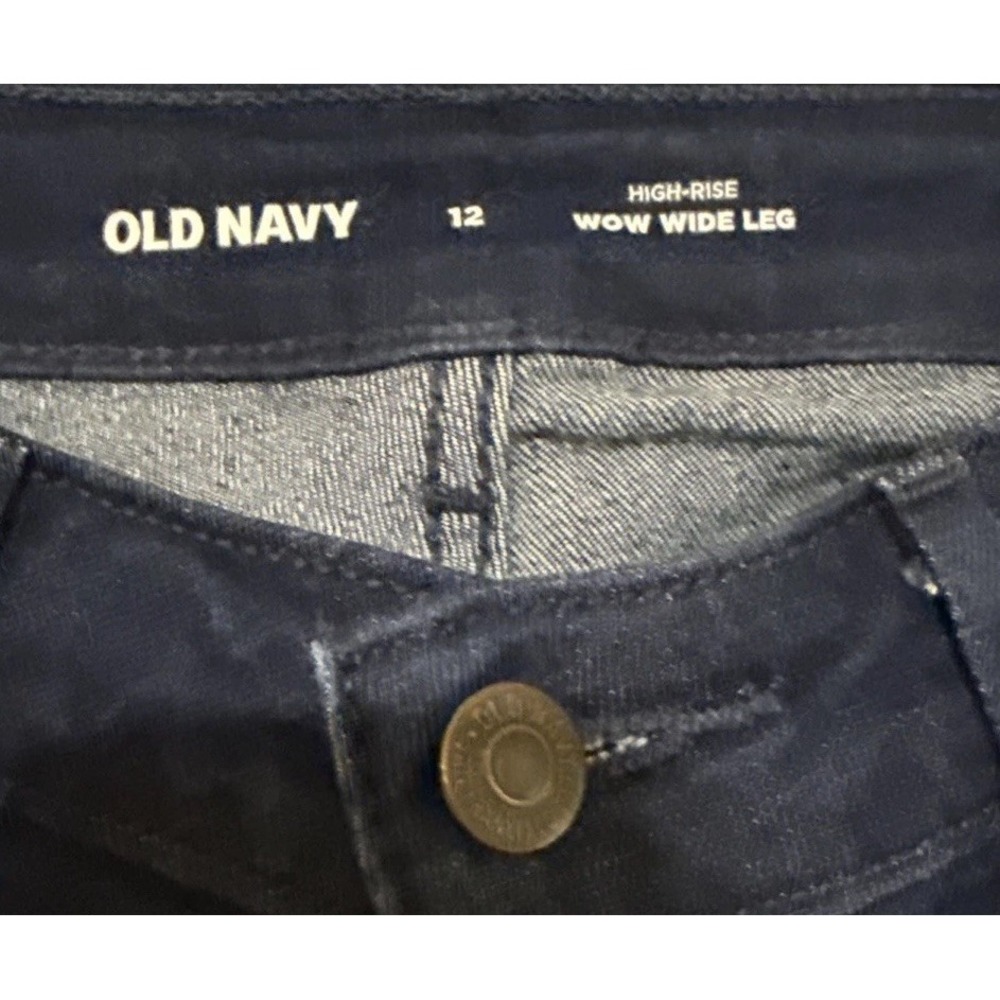 Old Navy Jeans Womens Sz 12 Wow Wide Leg River Dark Blue Wash High Rise Stretch - Picture 4 of 13